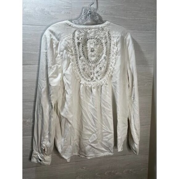 Anthropologie Holding‎ Horses Prairie White Chambray Shirt Small - Picture 3 of 8